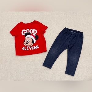 Baby girl clothes. Matching set - tshirt and pants. 18 months. Disney/Old Navy